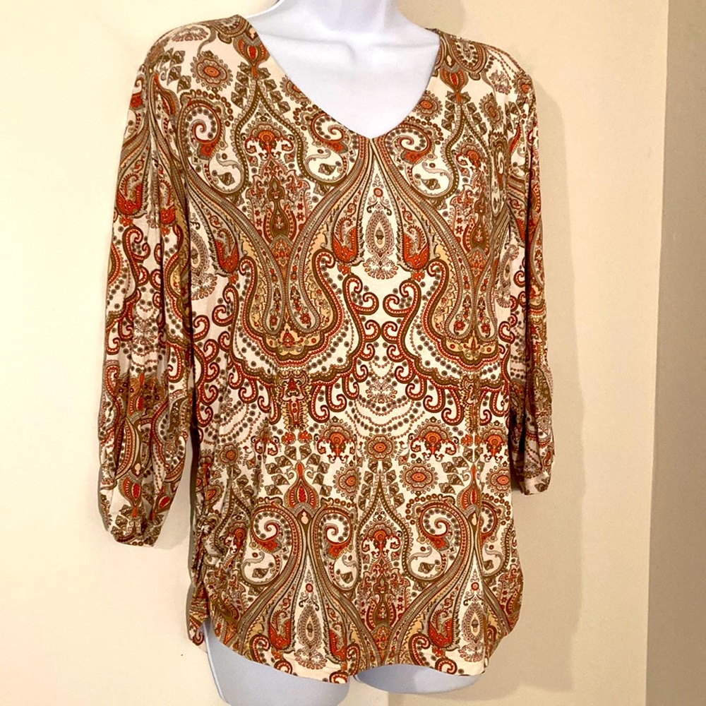 Chicos Paisley Blouse Size 2 - Picture 3 of 5